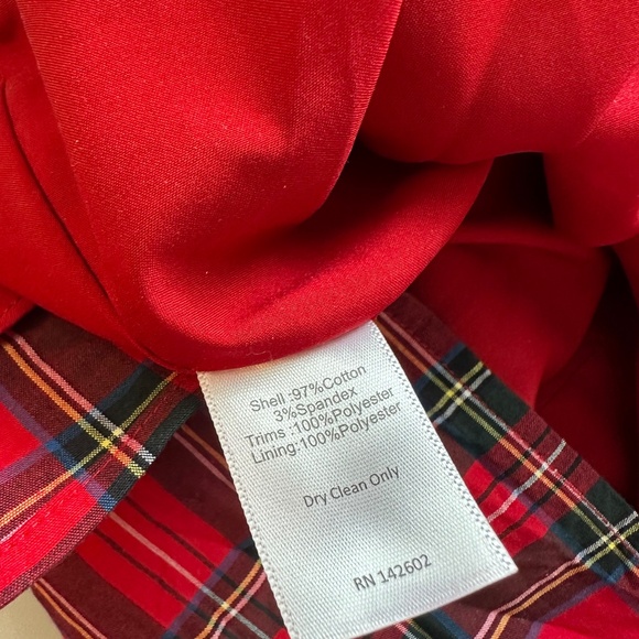 Sail to Sable Red Tartan Plaid & Velvet Collar Tunic Blouse | Size Medium - Picture 10 of 10